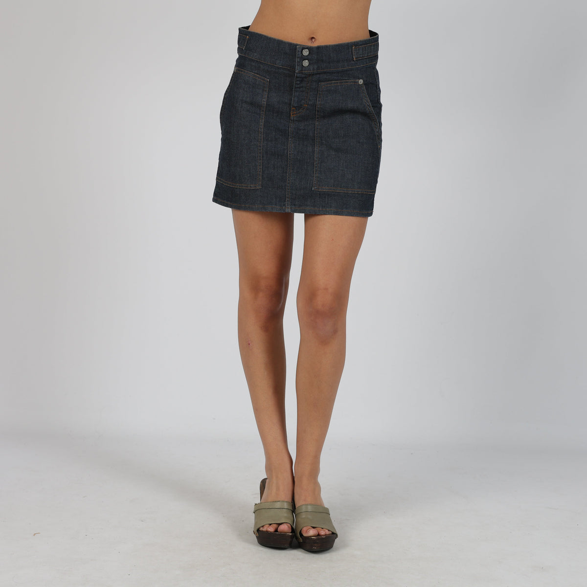 Navy Blue Y2K Calvin Klein Denim Mini Skirt (S)