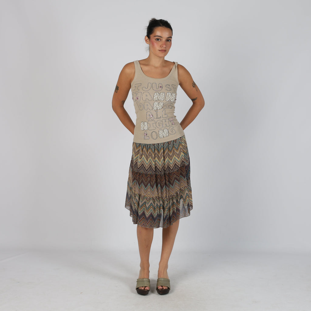 Brown Y2K Mesh Midi Skirt (M)