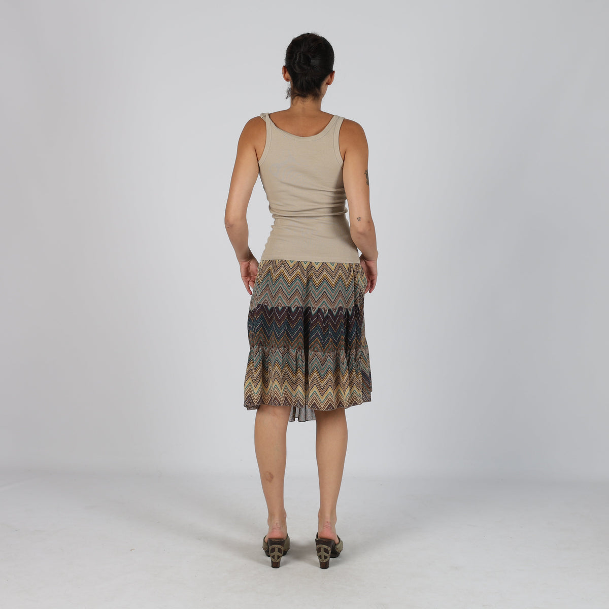 Brown Y2K Mesh Midi Skirt (M)