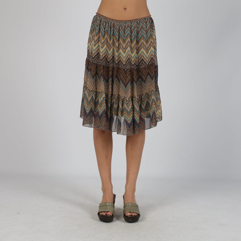 Brown Y2K Mesh Midi Skirt (M)