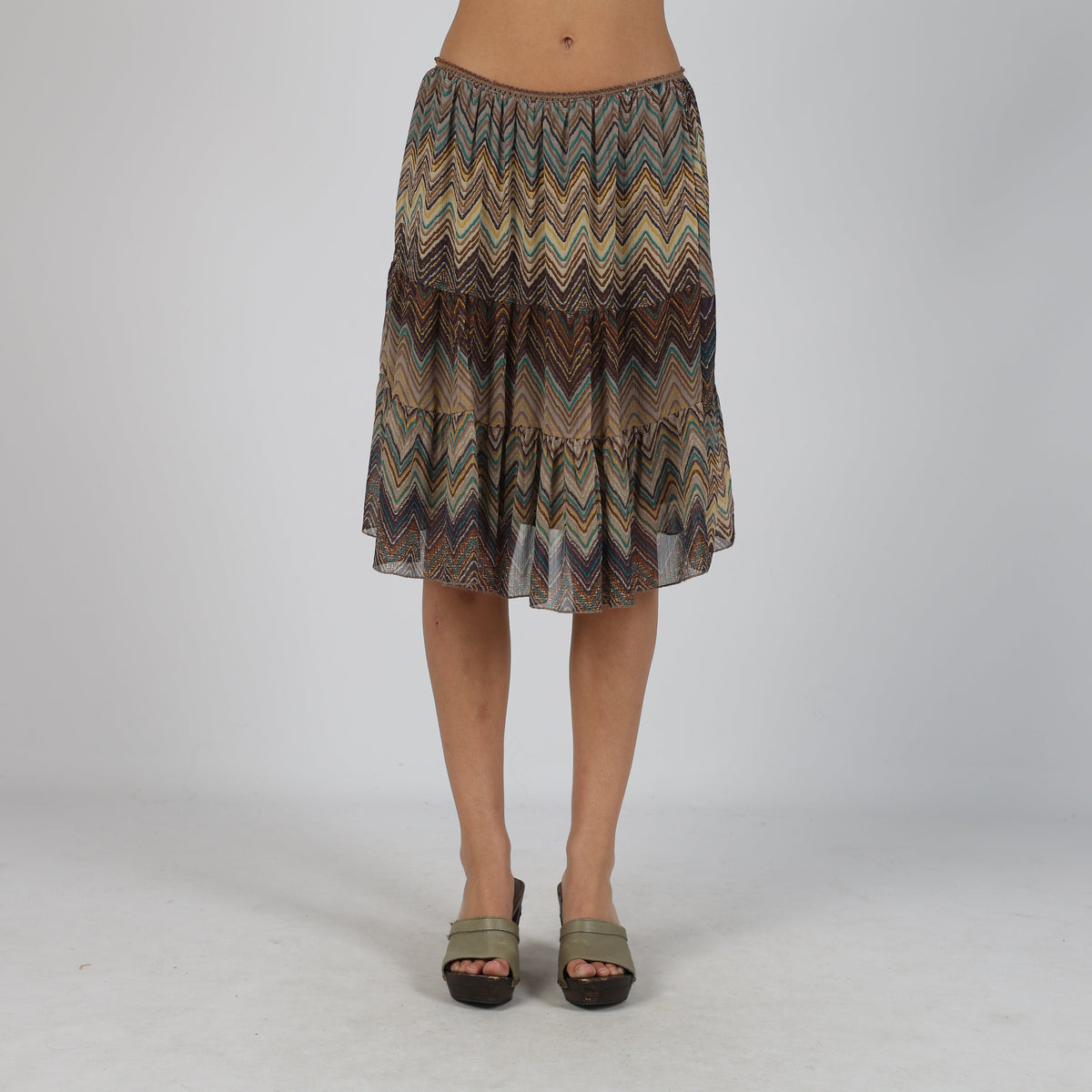Brown Y2K Mesh Midi Skirt (M)