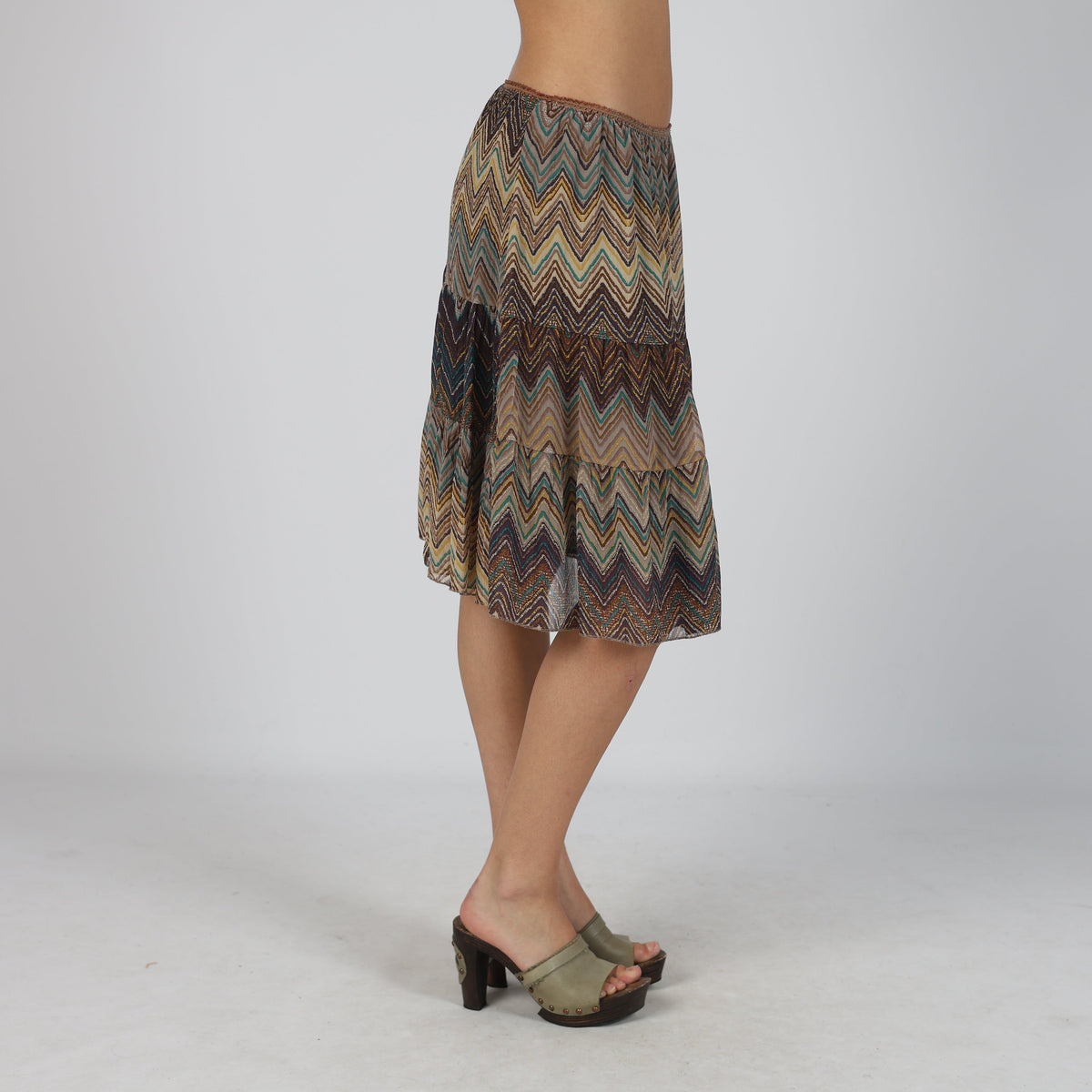Brown Y2K Mesh Midi Skirt (M)