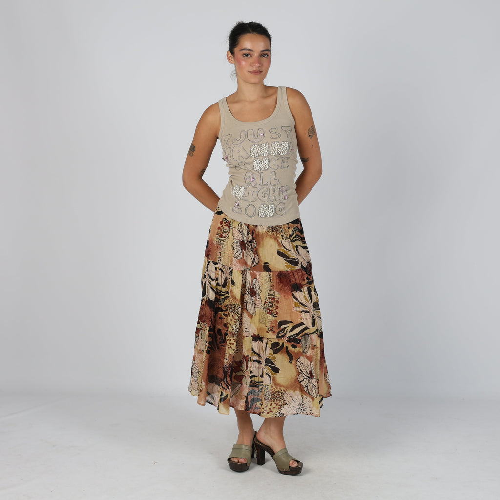 Brown Y2K Positano Woven Maxi Skirt (M)