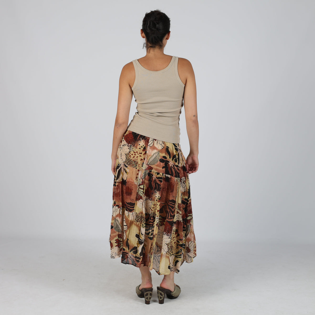 Brown Y2K Positano Woven Maxi Skirt (M)