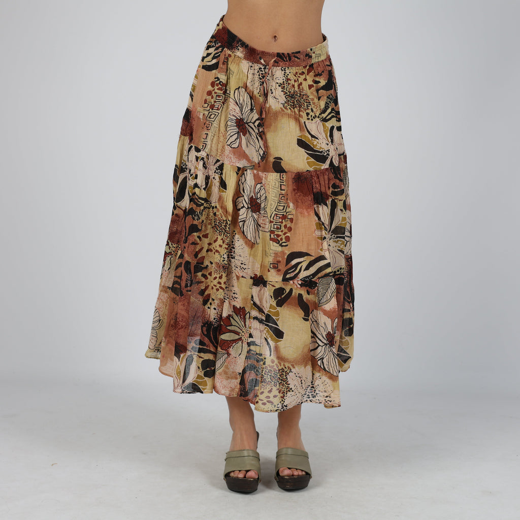 Brown Y2K Positano Woven Maxi Skirt (M)
