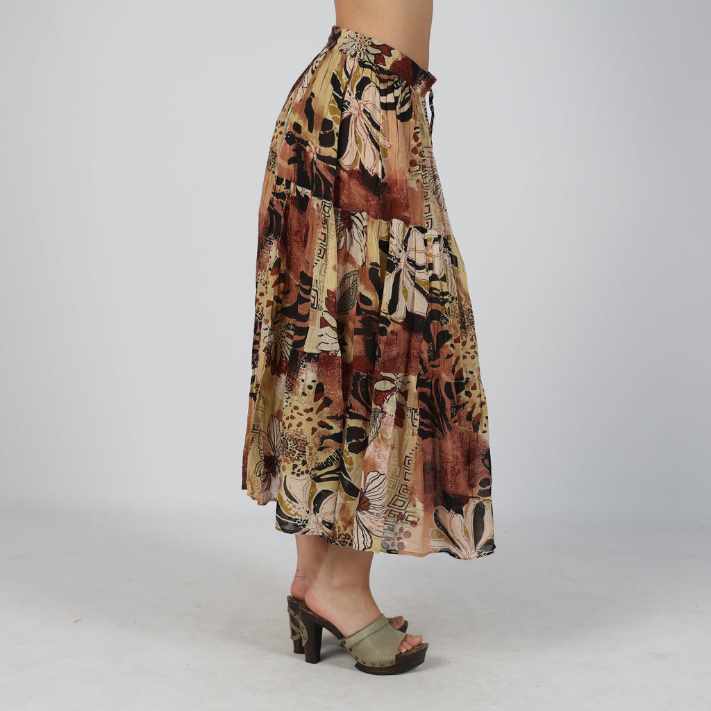 Brown Y2K Positano Woven Maxi Skirt (M)
