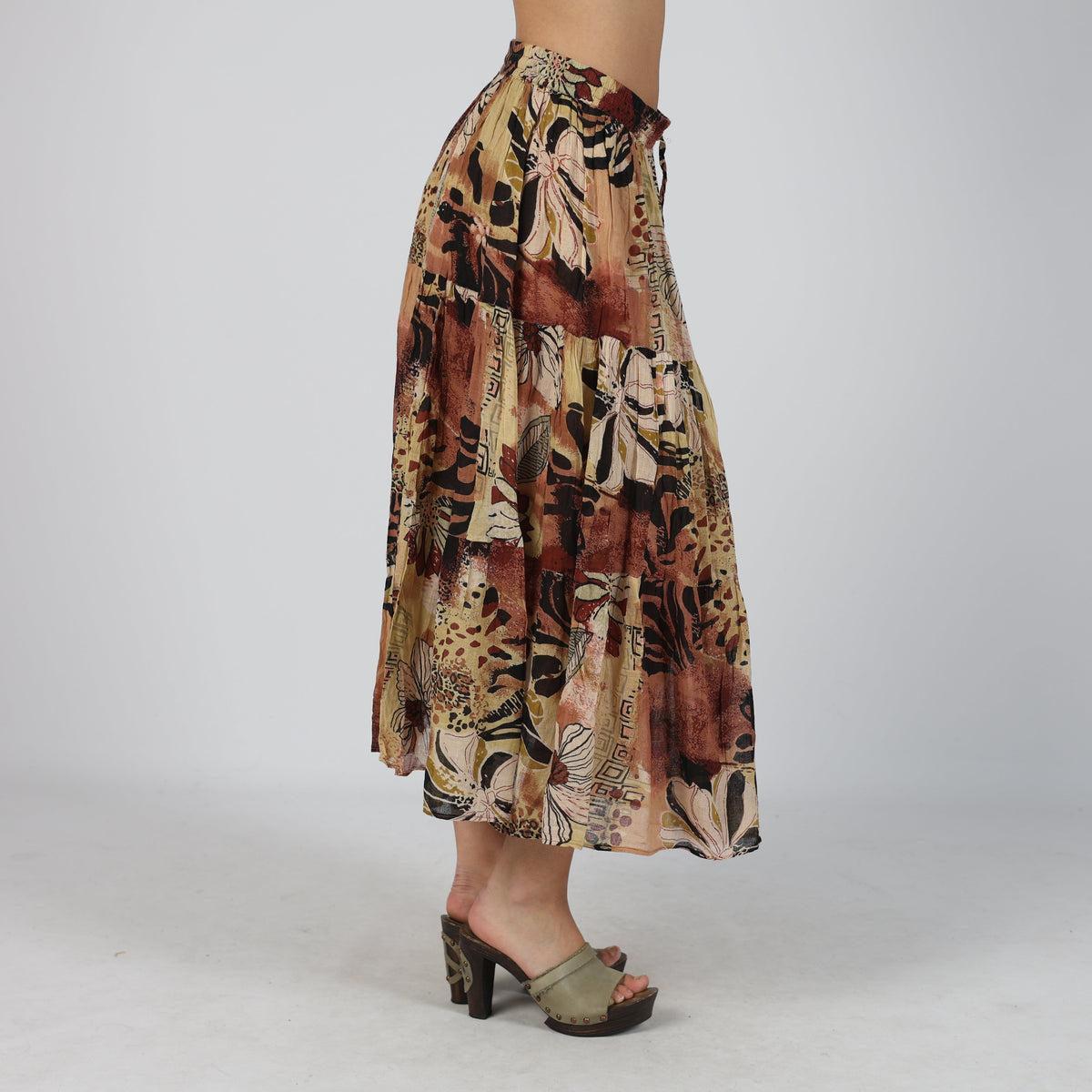 Brown Y2K Positano Woven Maxi Skirt (M)
