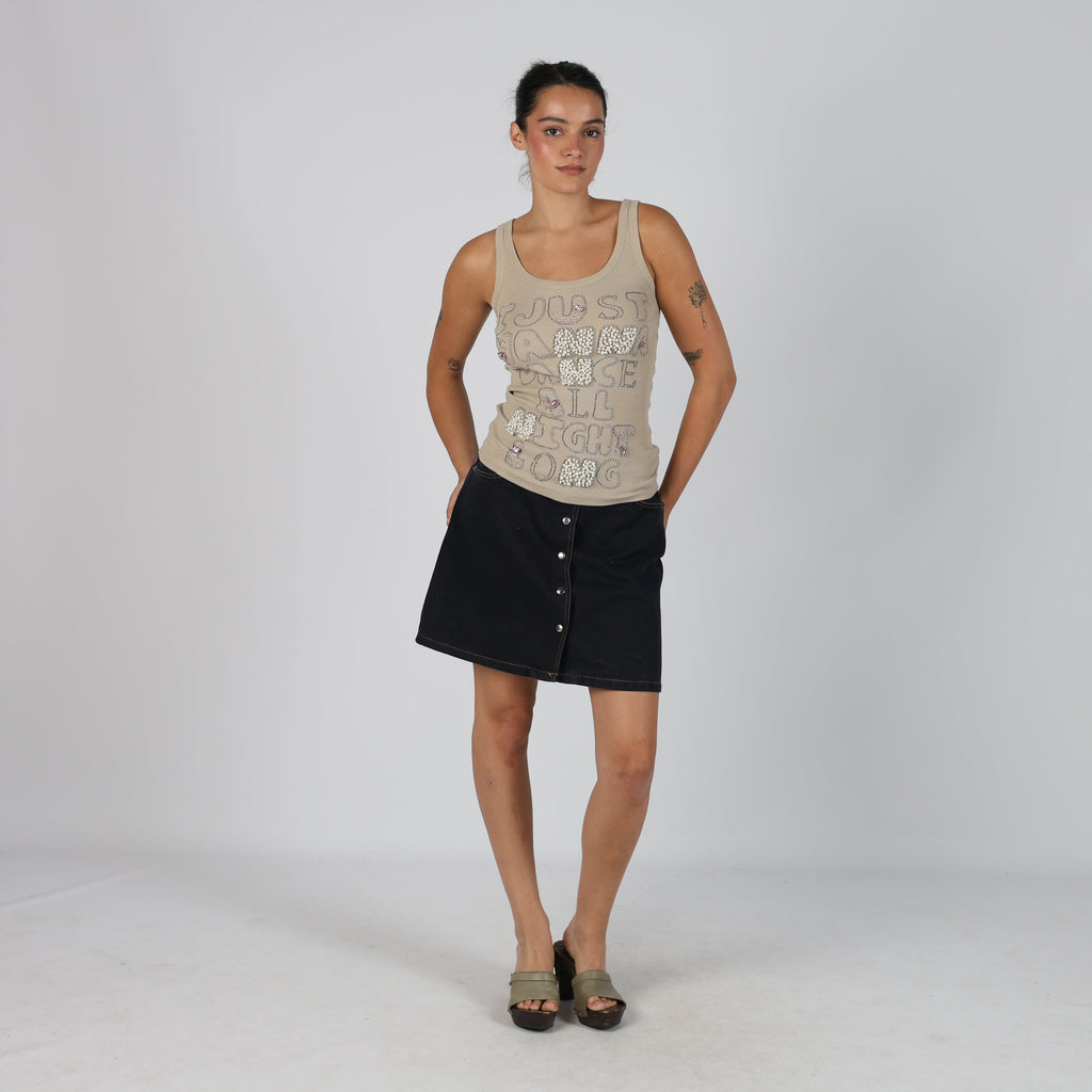 Navy Blue Y2K Stefanel Denim Mini Skirt (S)