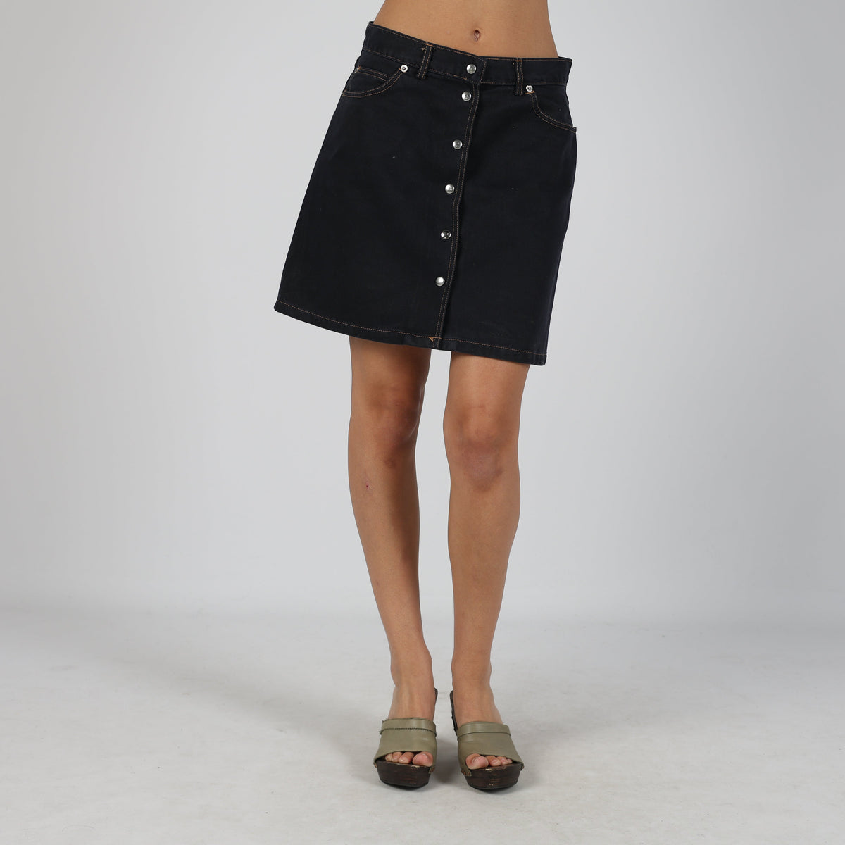 Navy Blue Y2K Stefanel Denim Mini Skirt (S)