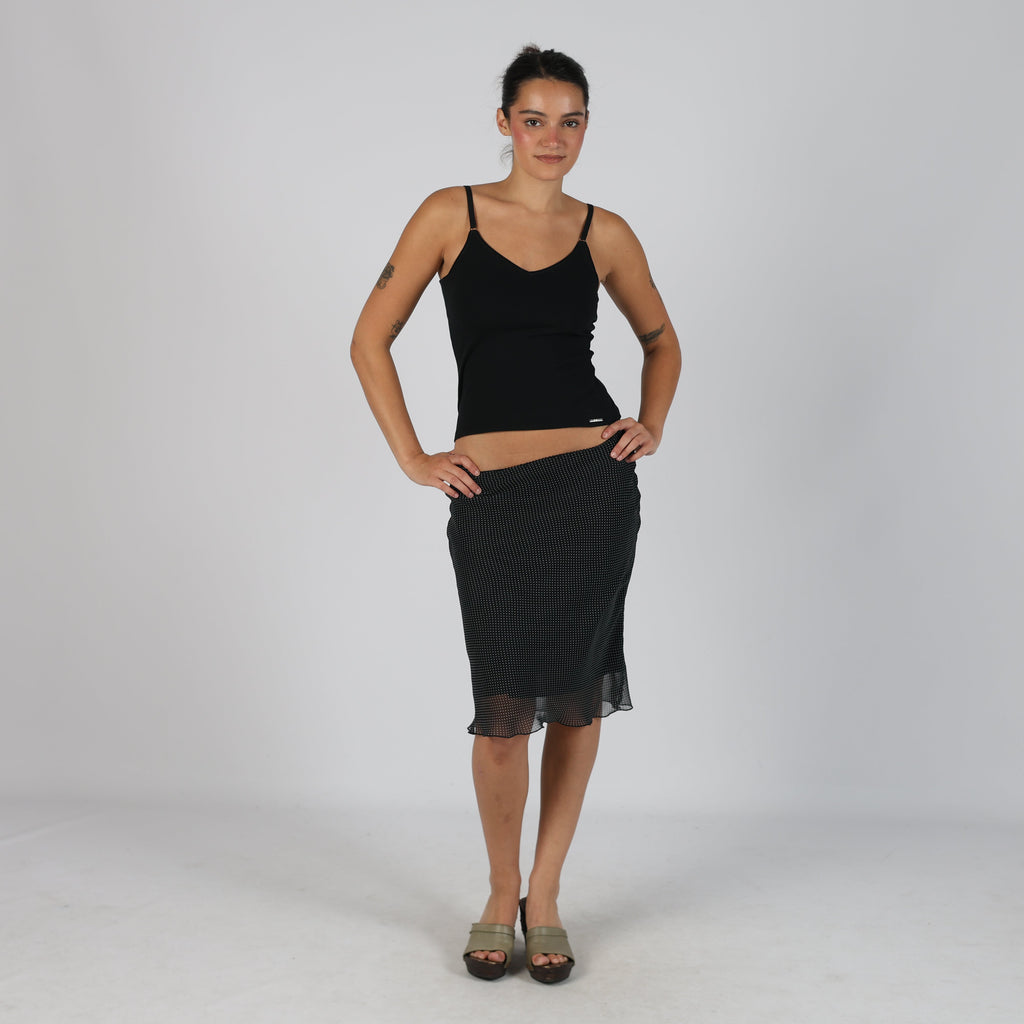 Black Y2K United Colors of Benetton Mesh Midi Skirt (S)