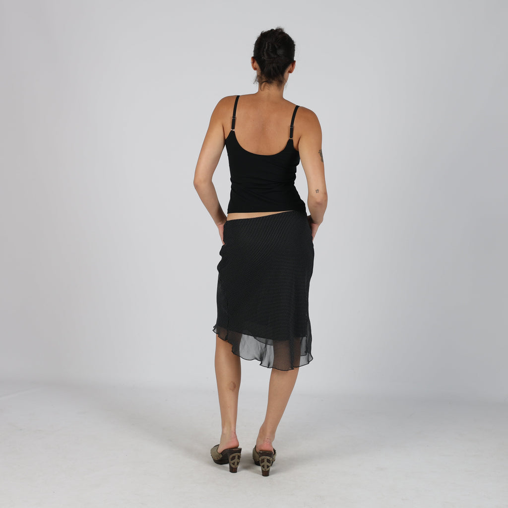 Black Y2K United Colors of Benetton Mesh Midi Skirt (S)