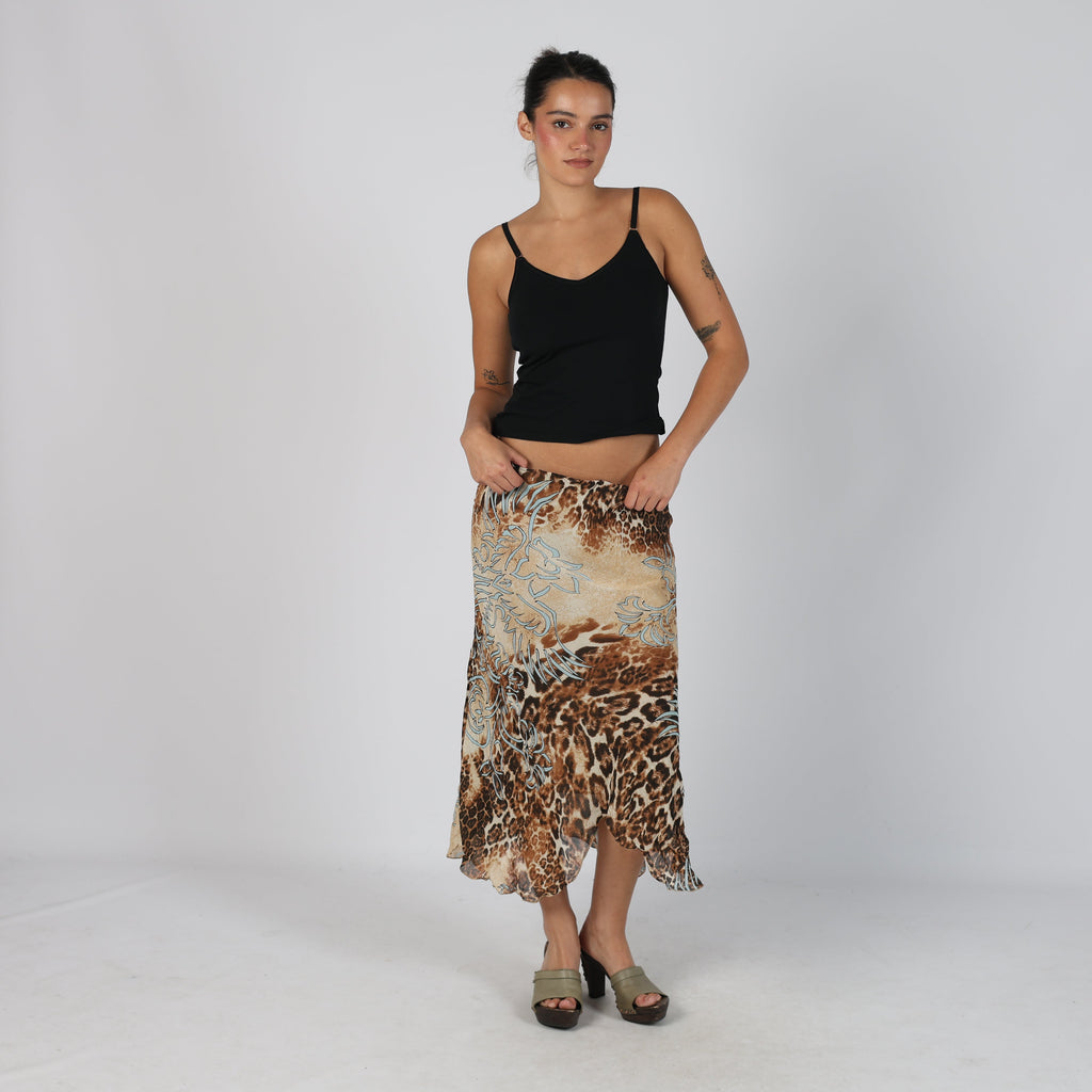 Brown Y2K Bettefa Mesh Midi Skirt (M)