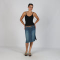 Blue Y2K Flash Light Denim Midi Skirt (M)