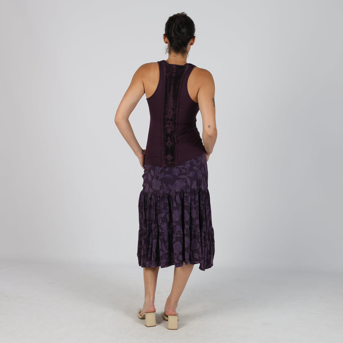Purple Y2K Woven Midi Skirt (S)