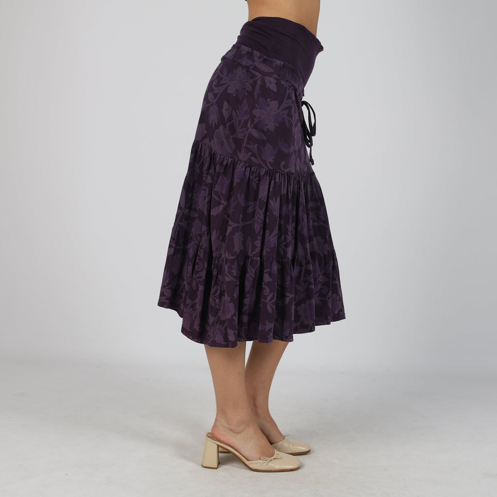 Purple Y2K Woven Midi Skirt (S)