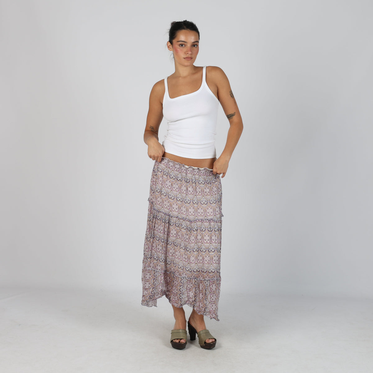 Lilac Purple Y2K Mesh Midi Skirt (S)