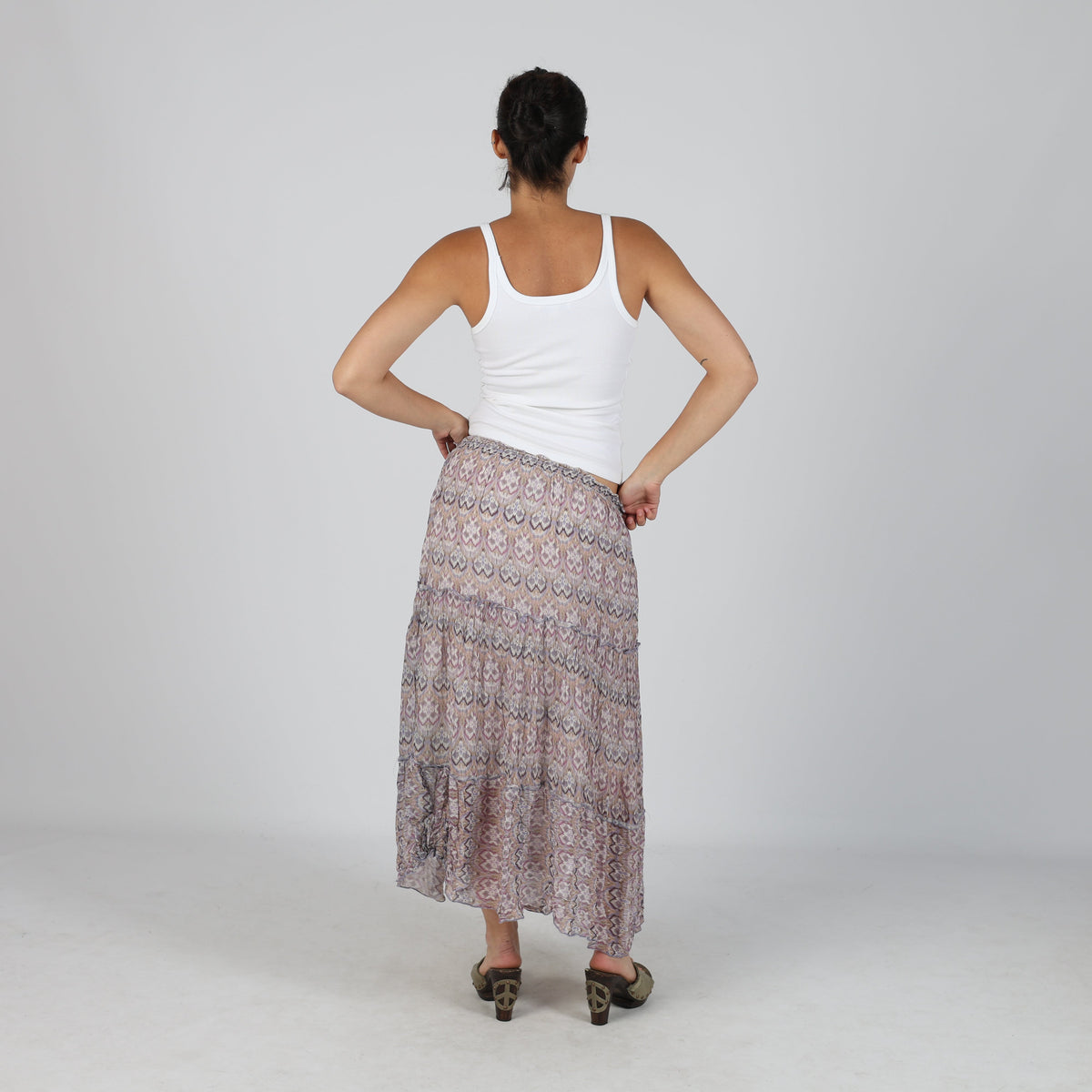 Lilac Purple Y2K Mesh Midi Skirt (S)