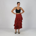 Red Y2K Ariale Woven Maxi Skirt (S)
