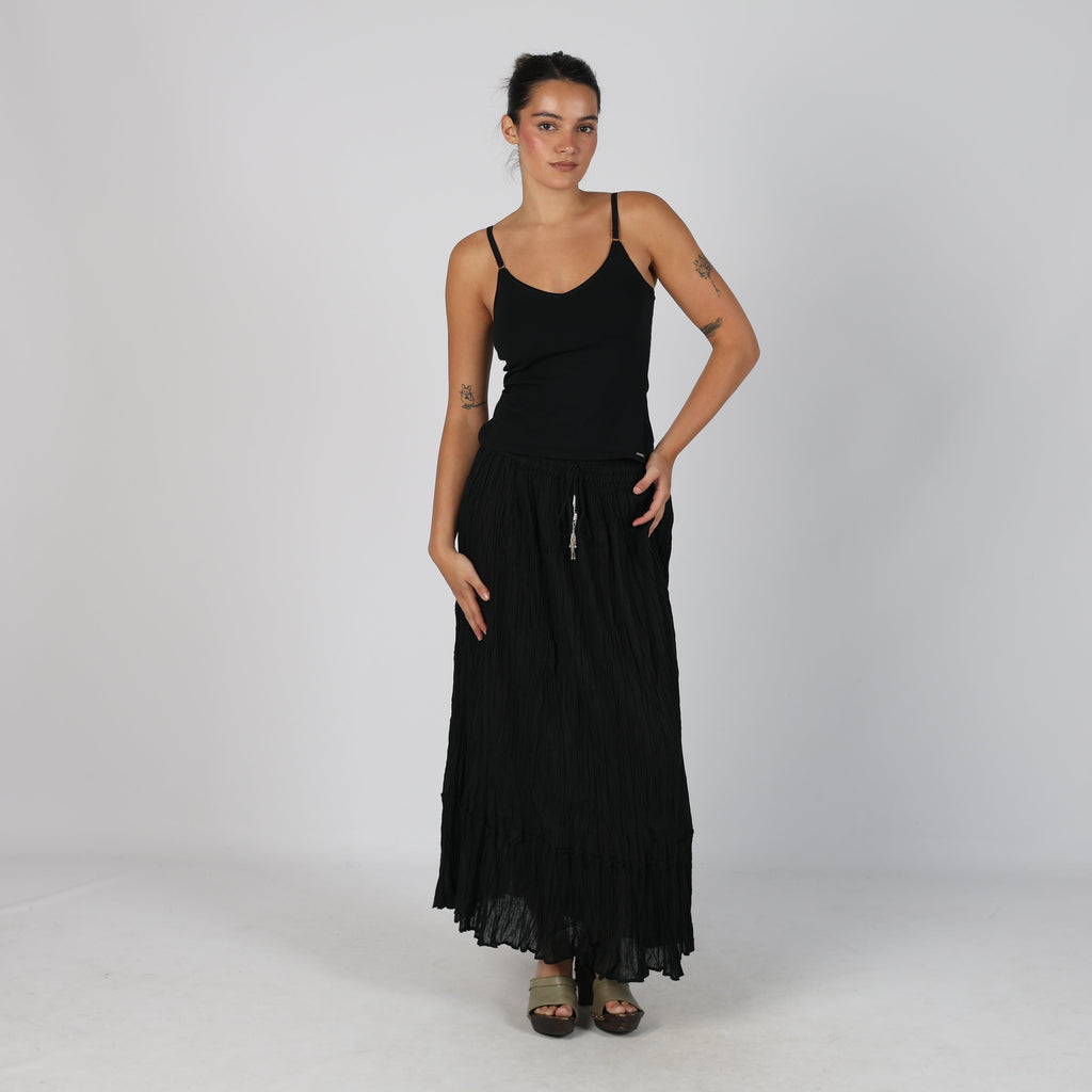Black Y2K Positano Woven Midi Skirt (M)