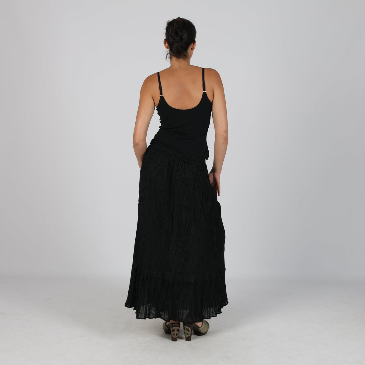Black Y2K Positano Woven Midi Skirt (M)