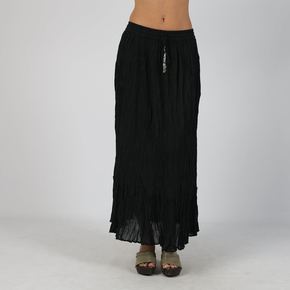 Black Y2K Positano Woven Midi Skirt (M)