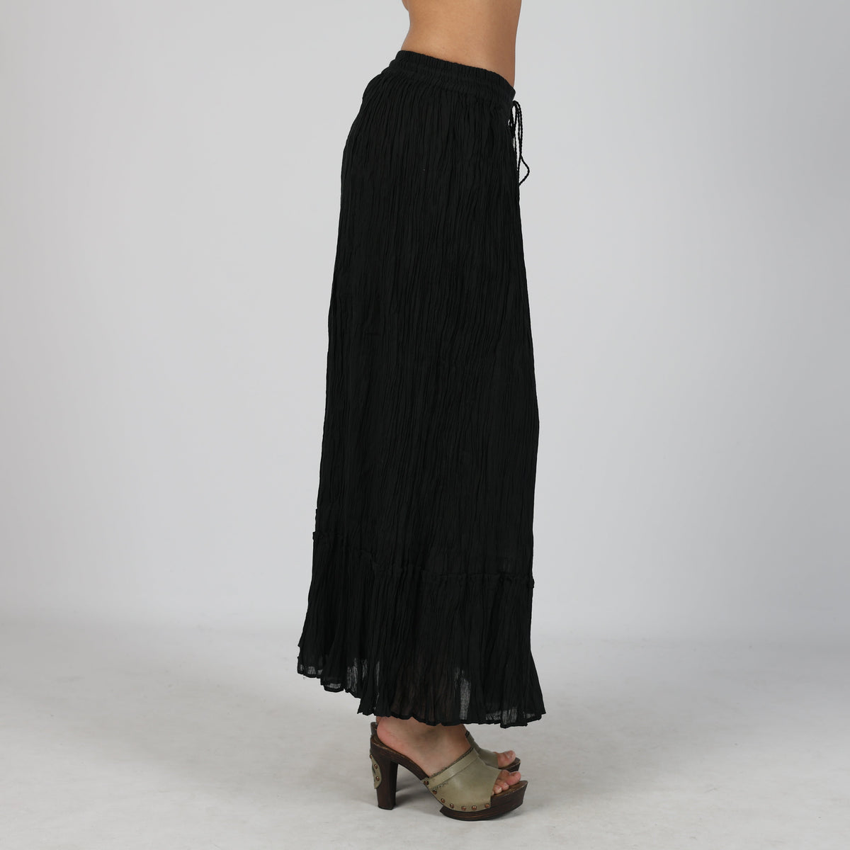 Black Y2K Positano Woven Midi Skirt (M)