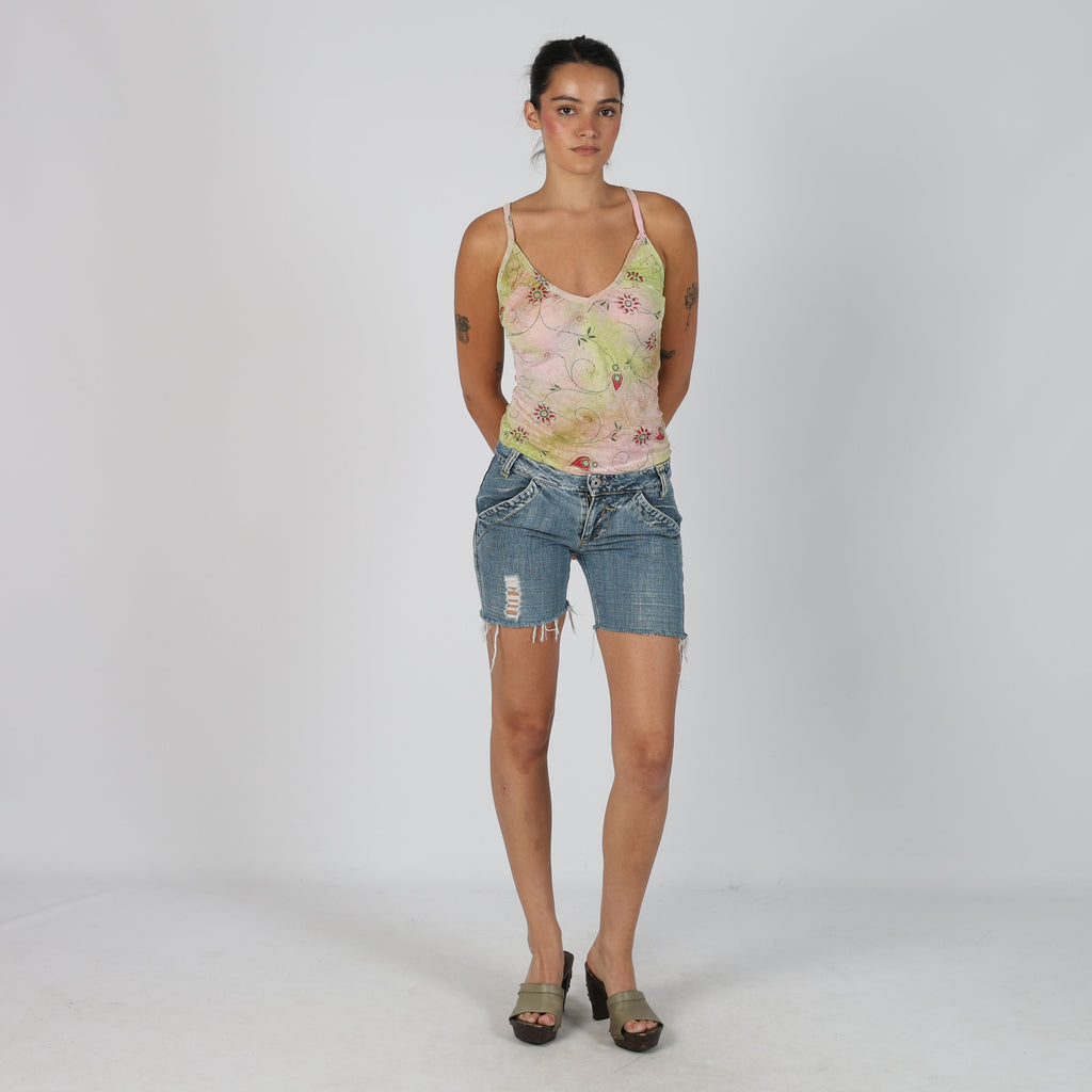 Blue Y2K Fly Girl Denim Shorts (S)
