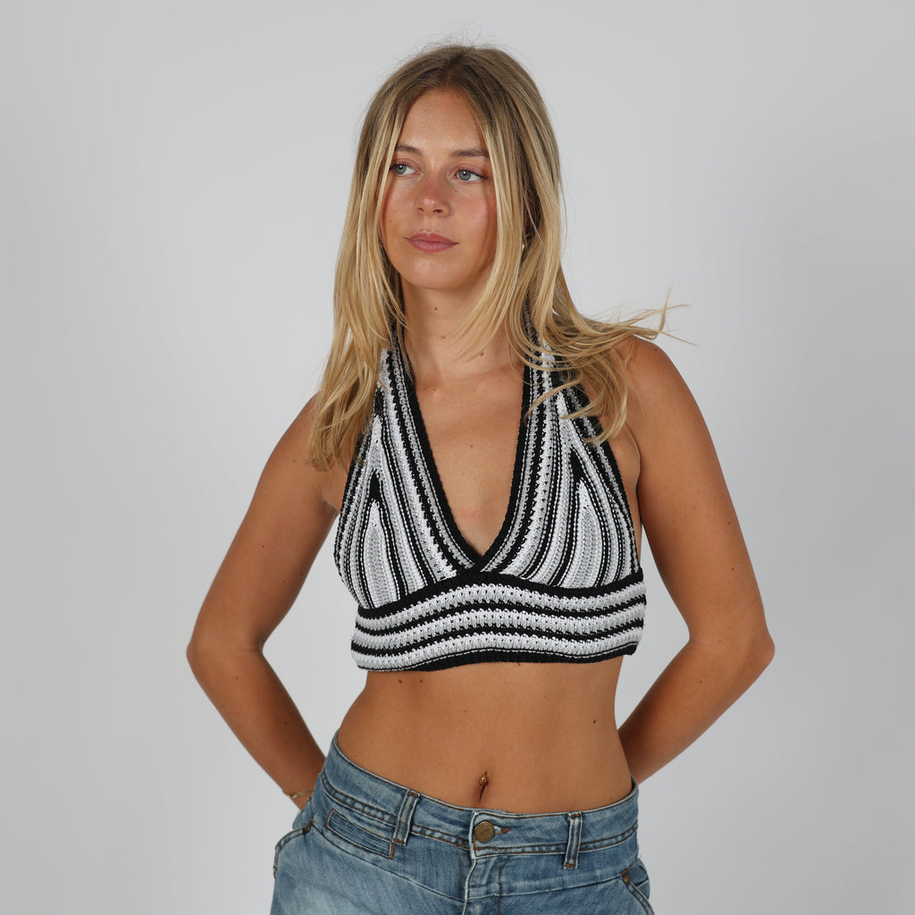 White Y2K Knitted Top (S)
