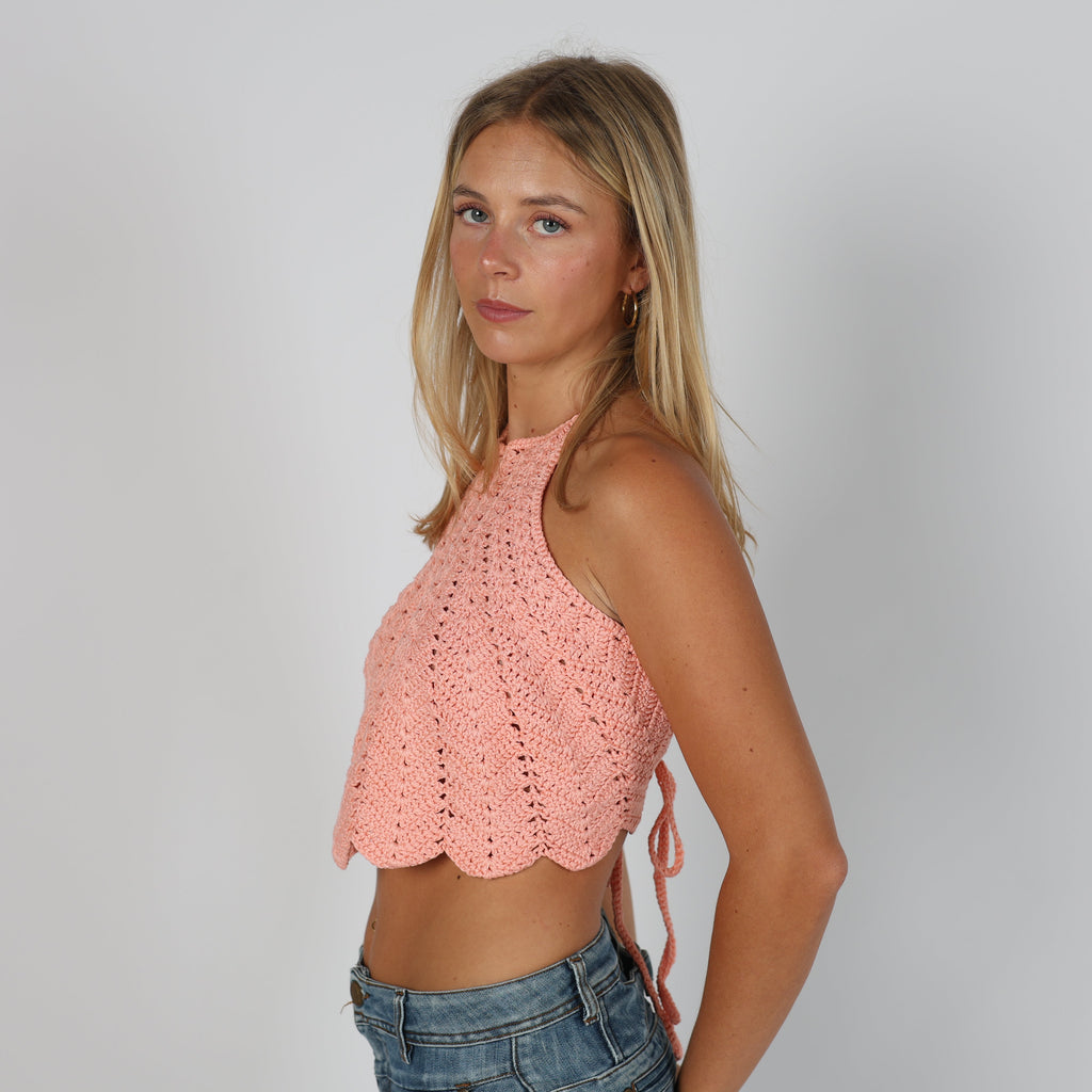 Coral Y2K Knitted Top (S)