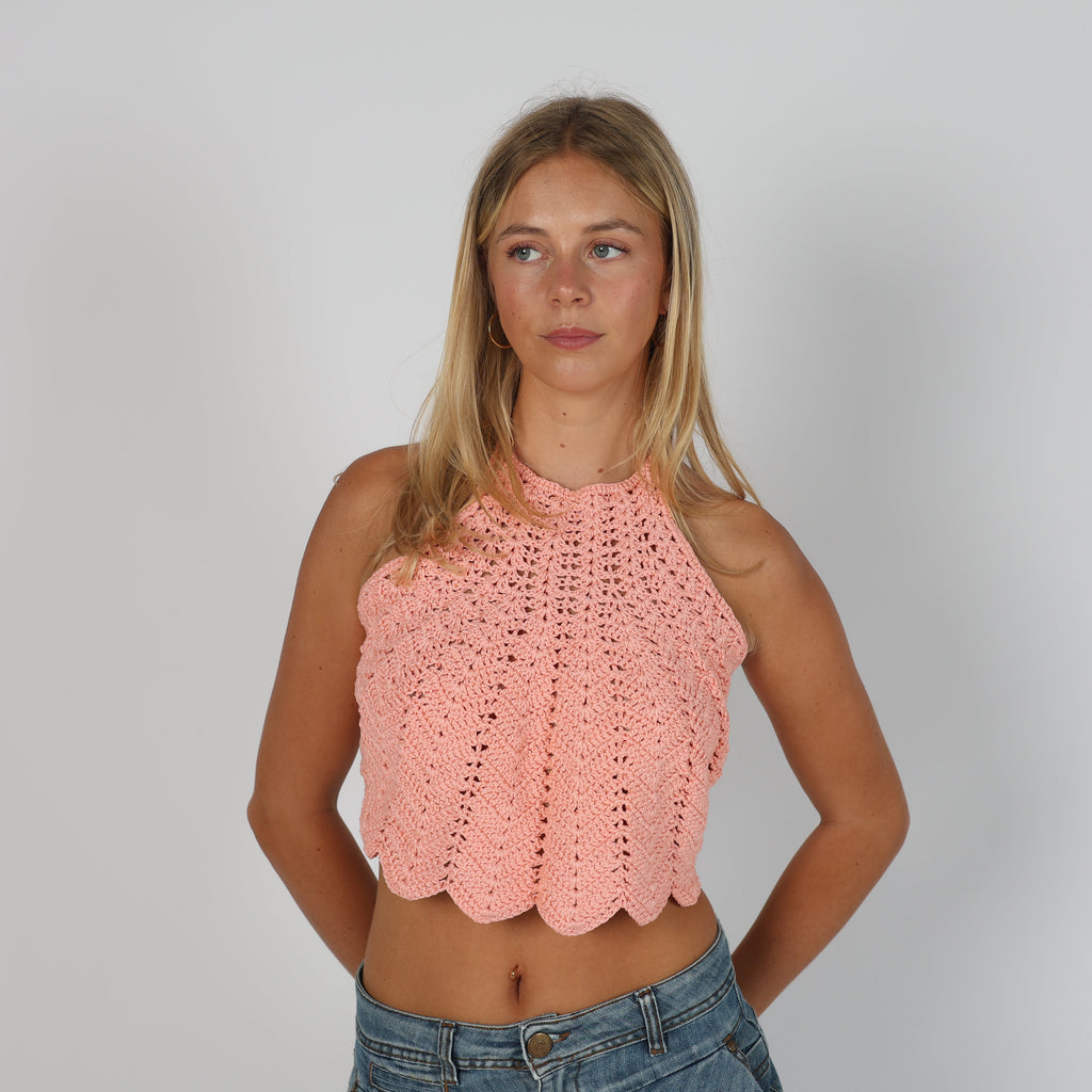 Coral Y2K Knitted Top (S)