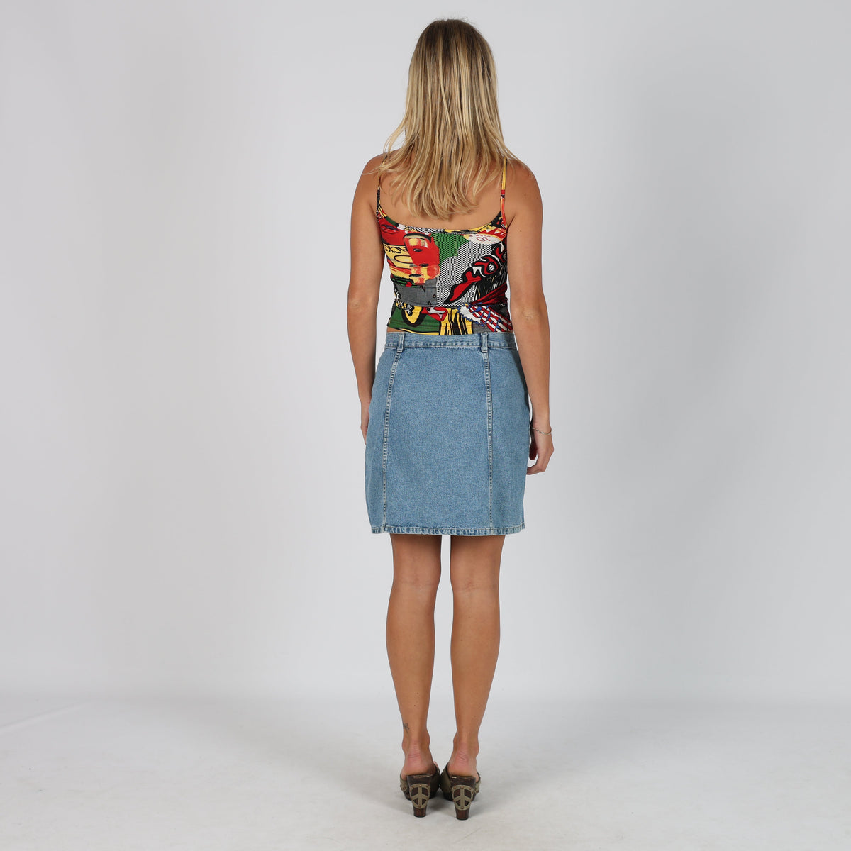 Blue Y2K United Colors of Benetton Denim Midi Skirt (M)