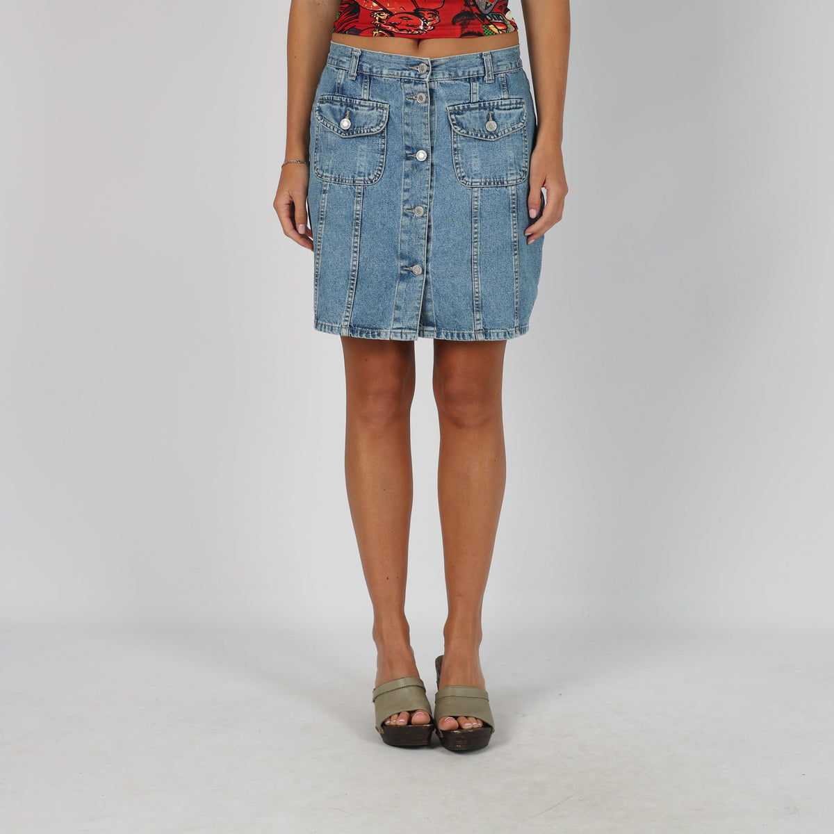 Blue Y2K United Colors of Benetton Denim Midi Skirt (M)