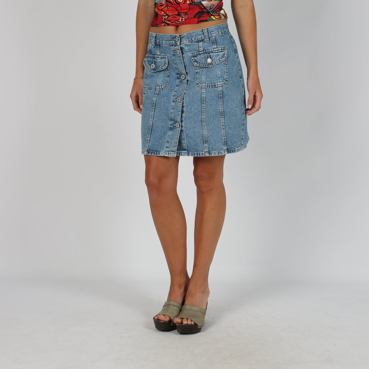 Blue Y2K United Colors of Benetton Denim Midi Skirt (M)