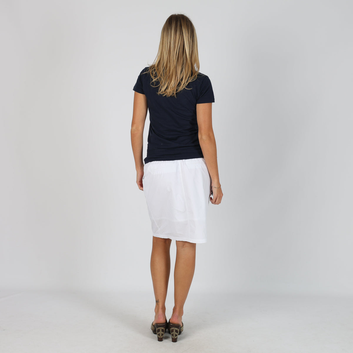 White Y2K Boysens Woven Midi Skirt (S)