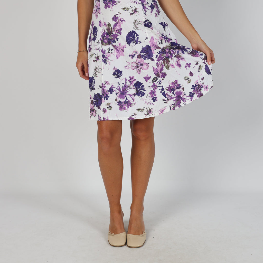 Purple Y2K Printed Woven Midi Dress (M)