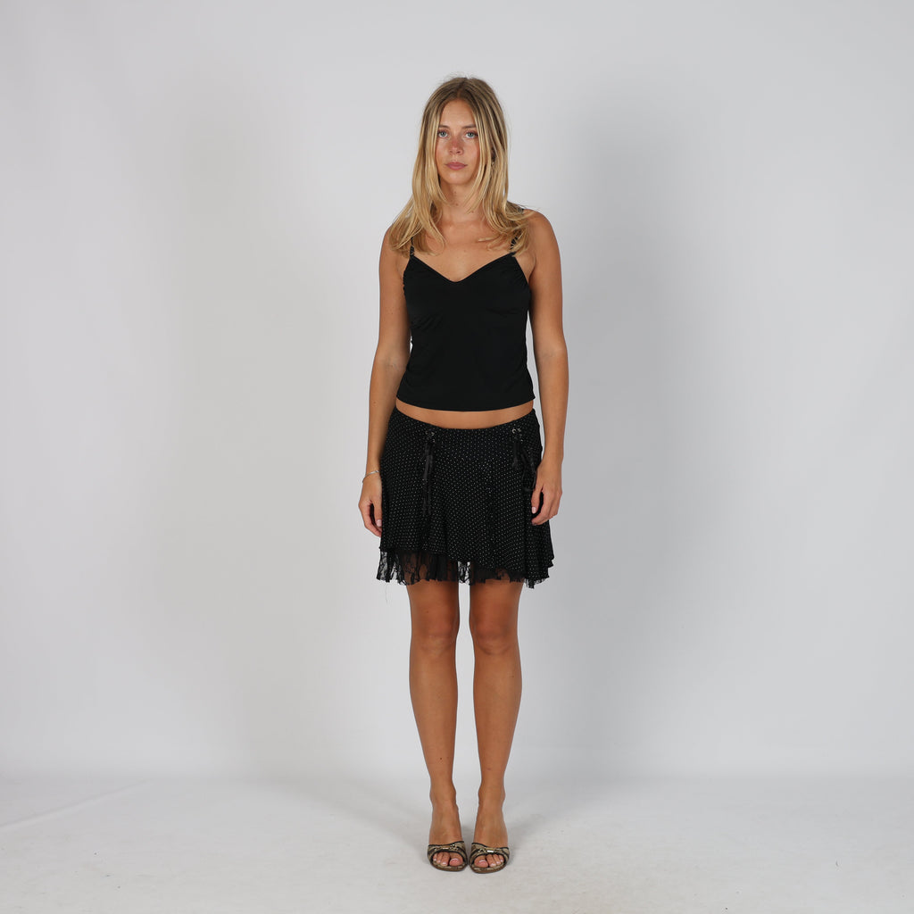 Black Y2K Woven Mini Skirt (XS)