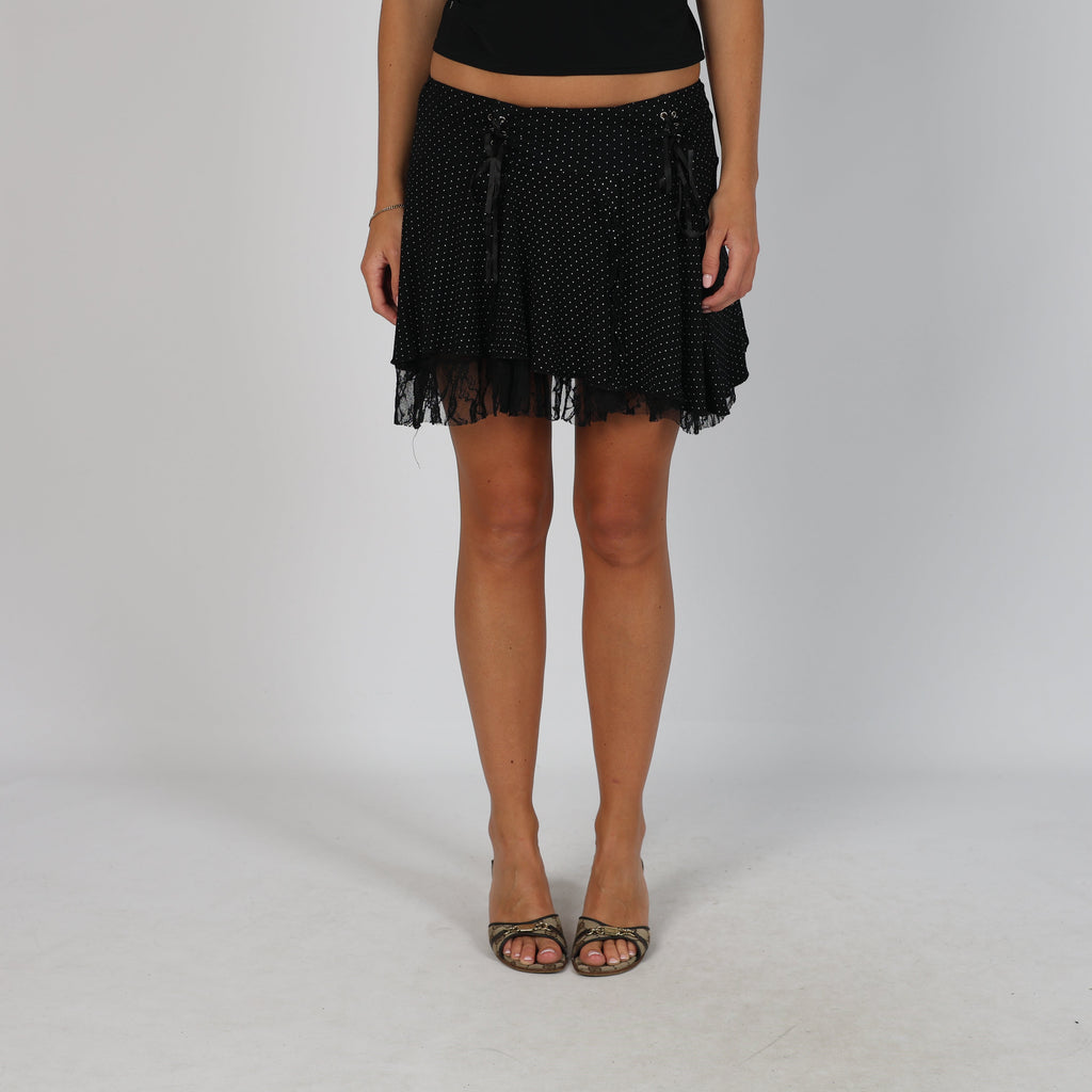 Black Y2K Woven Mini Skirt (XS)