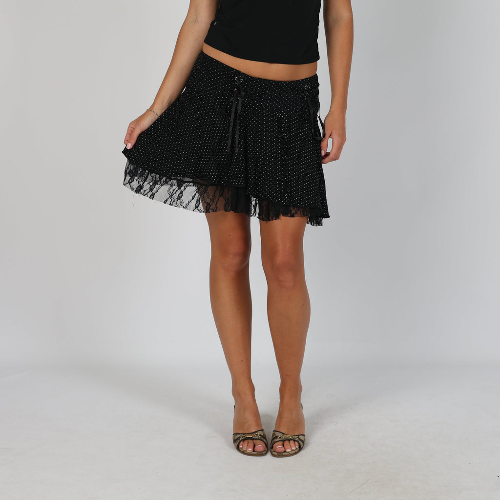 Black Y2K Woven Mini Skirt (XS)