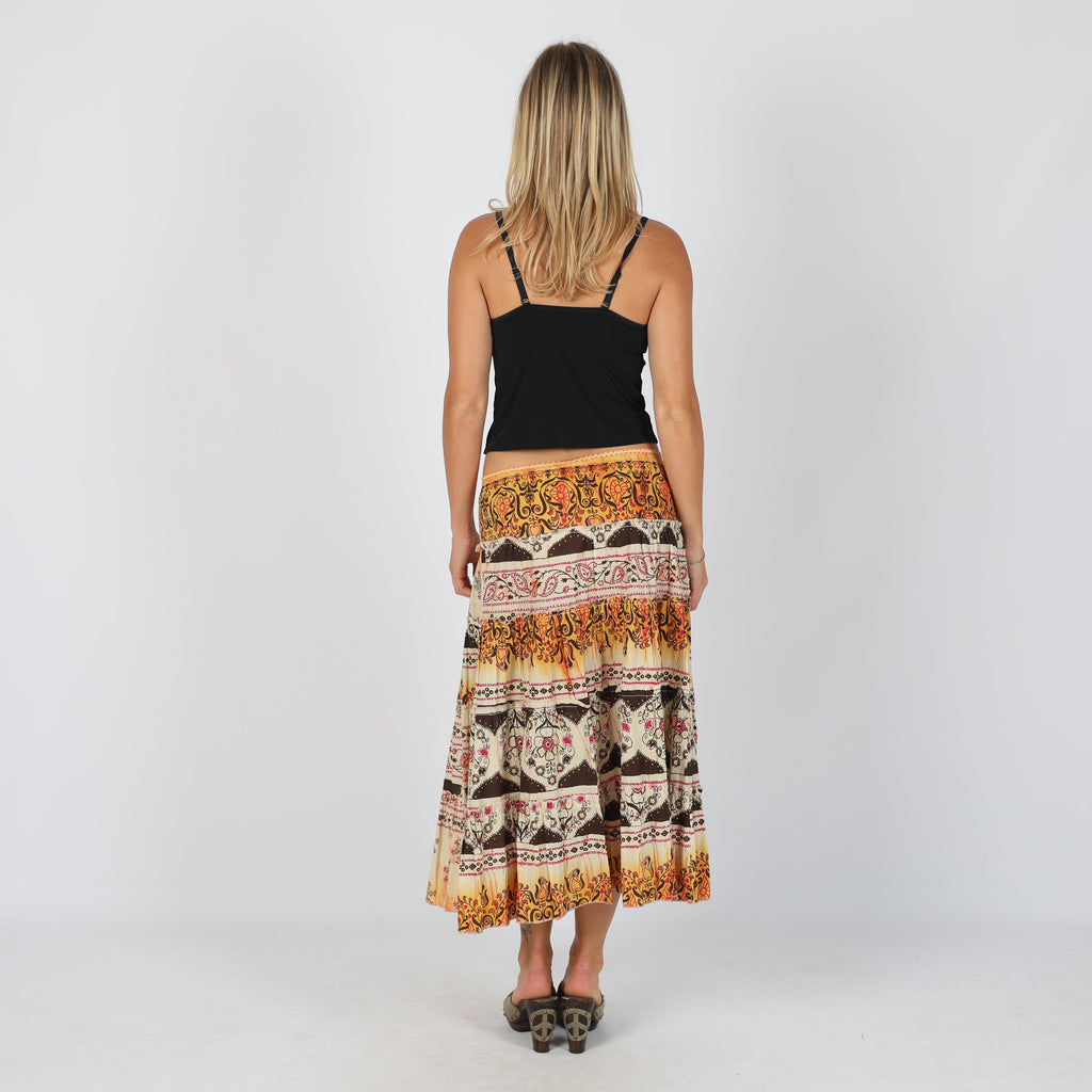 Orange Y2K Printed Maxi Skirt (S)