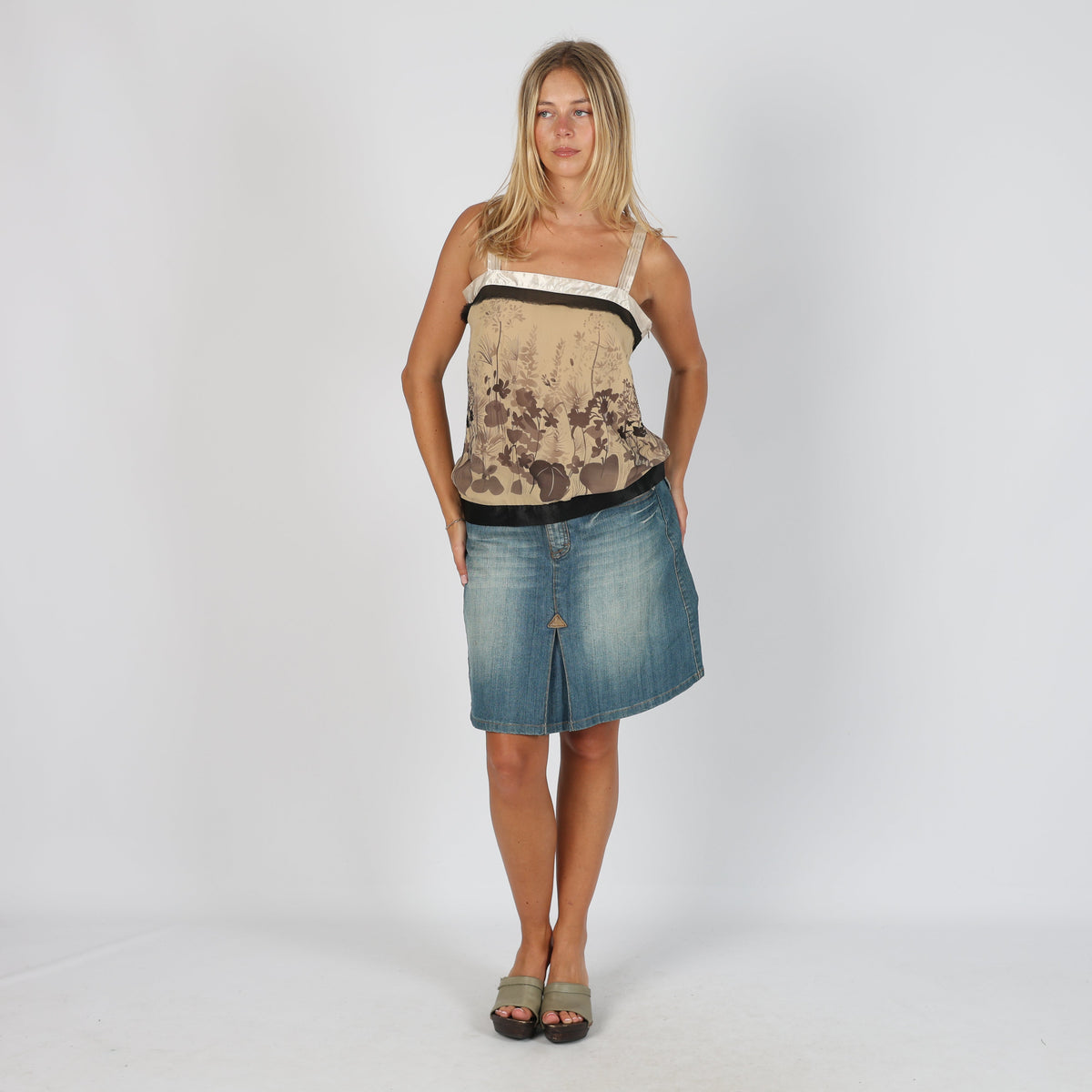 Blue Y2K Denim Midi Skirt (S)