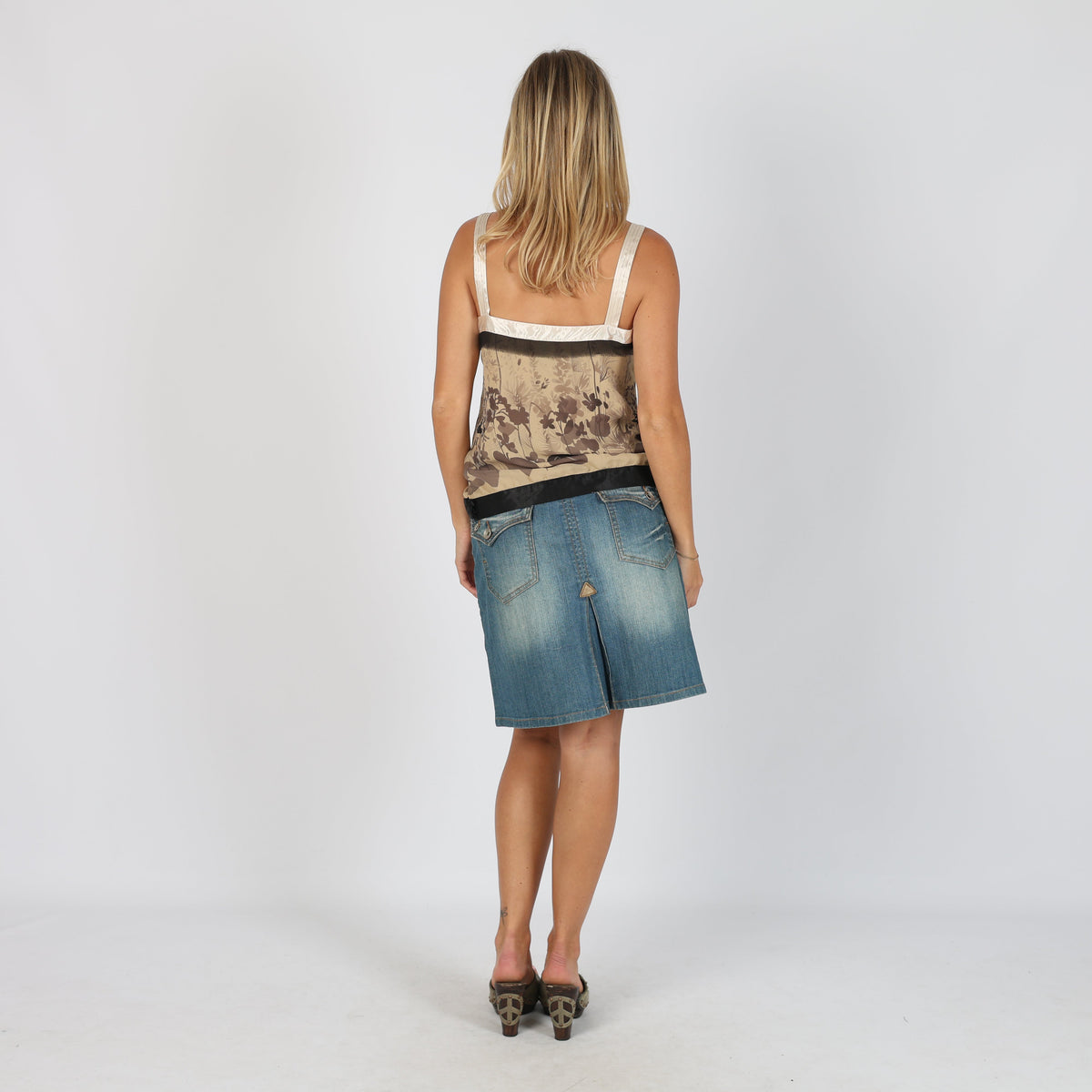 Blue Y2K Denim Midi Skirt (S)