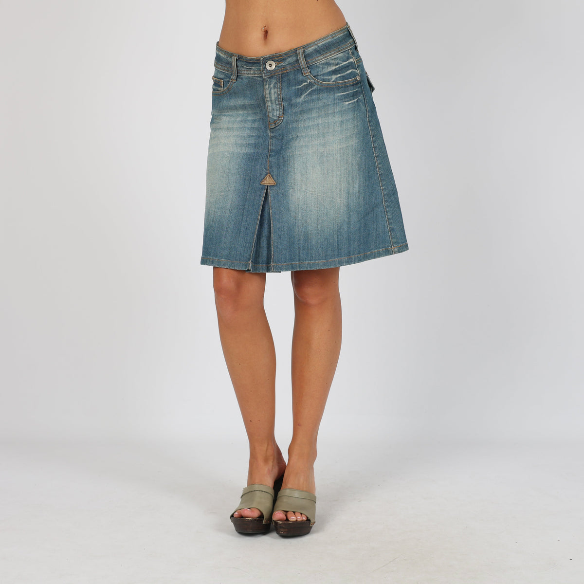 Blue Y2K Denim Midi Skirt (S)
