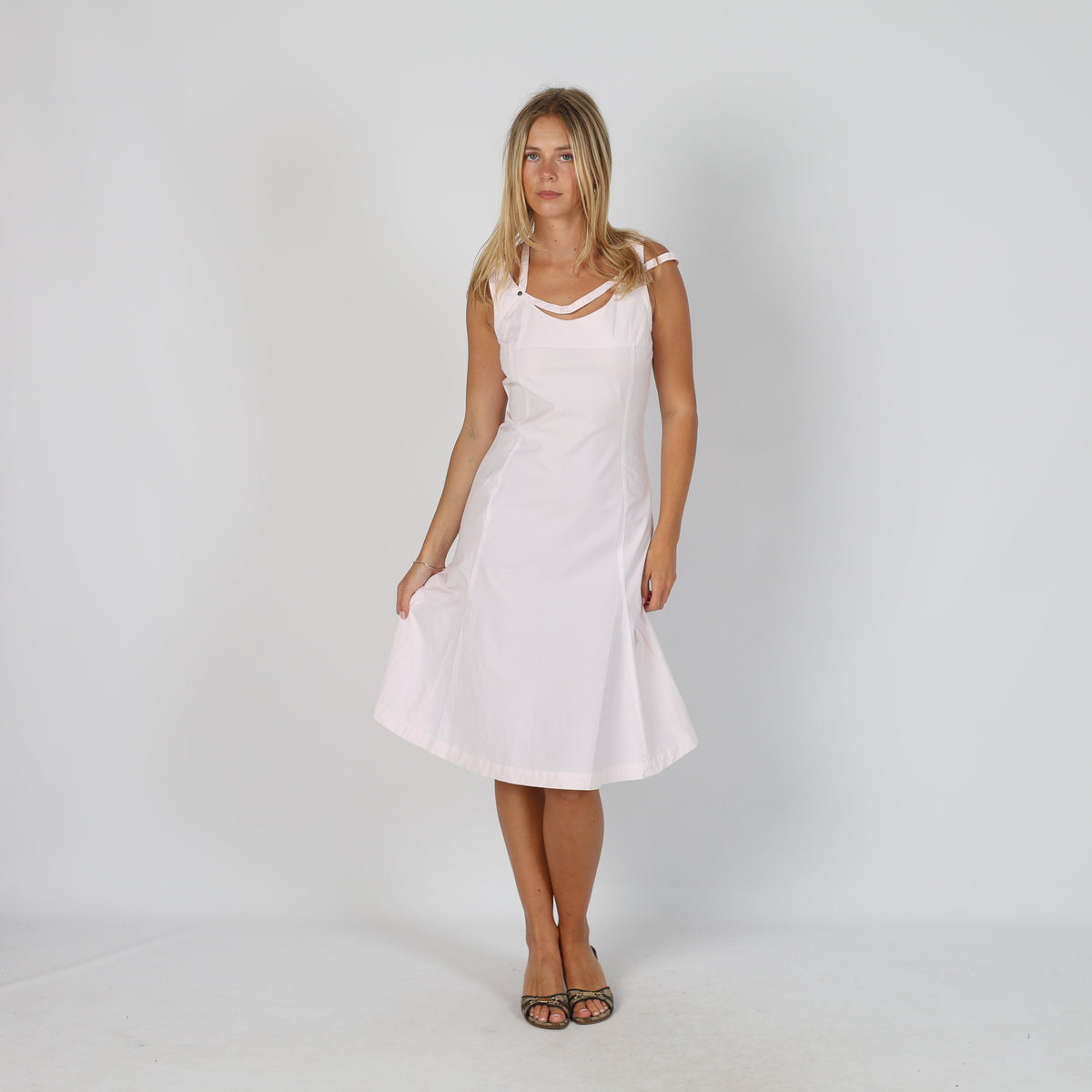 Baby Pink 90s Calvin Klein Woven Midi Dress (M)