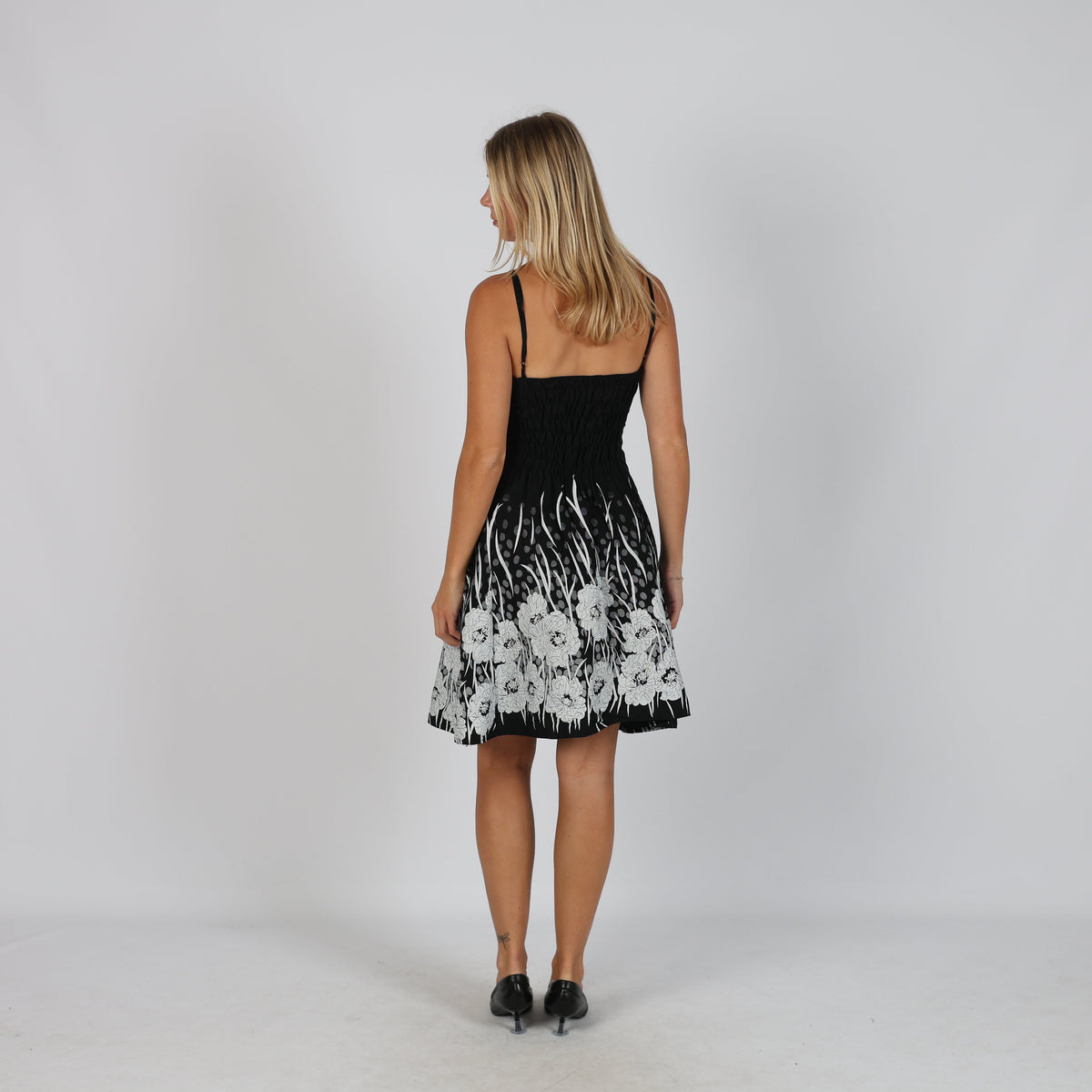 Black 90s Printed Woven Mini Dress (S)
