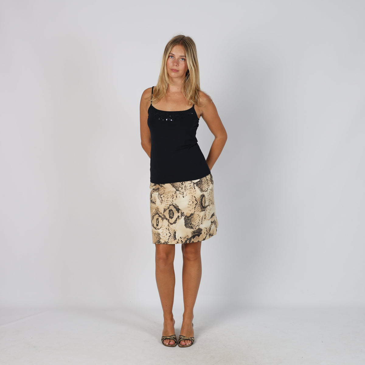 Beige 90s Betty Barclay Woven Midi Skirt (S)