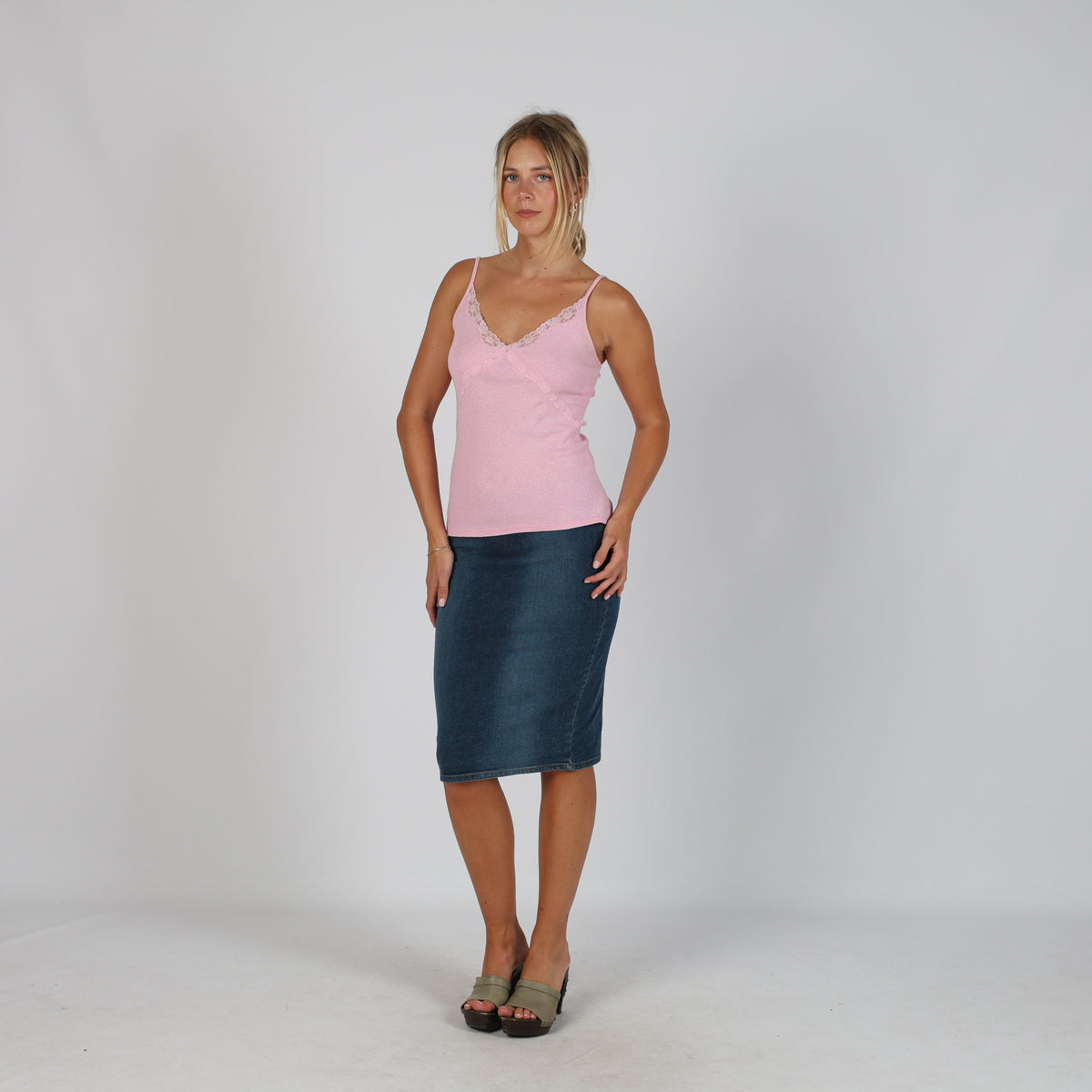 Blue Y2K Onyx Denim Midi Skirt (S)