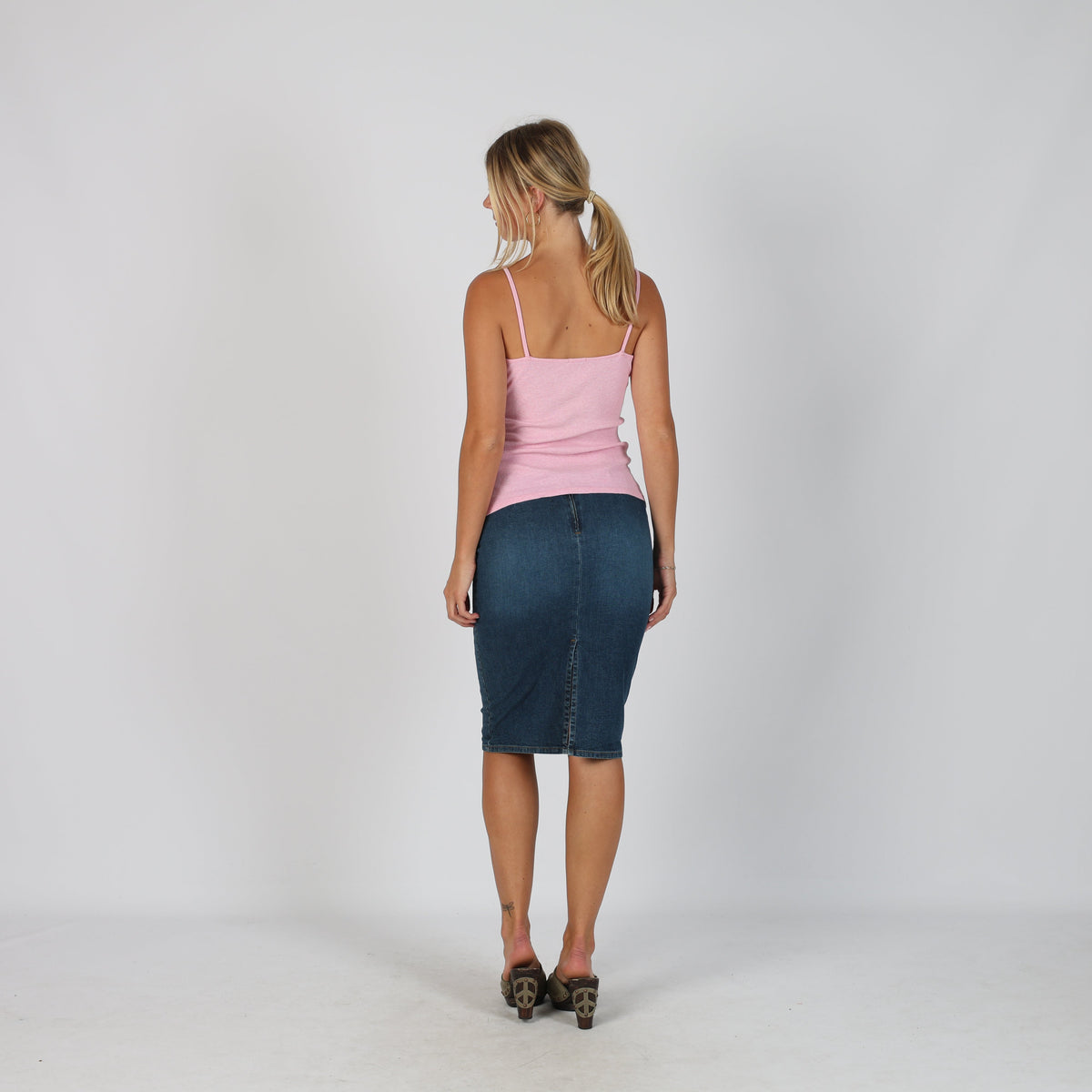 Blue Y2K Onyx Denim Midi Skirt (S)