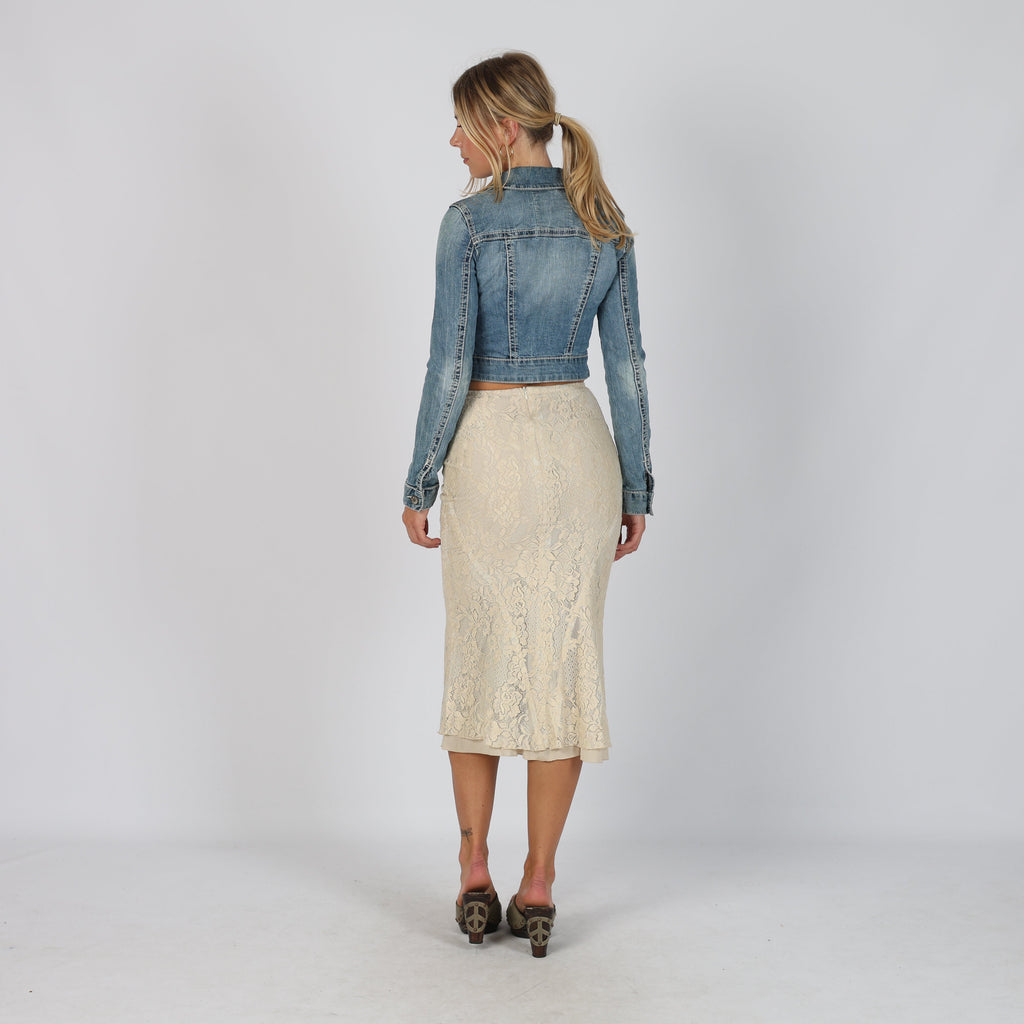 Beige Y2K Bencivenga Mesh Midi Skirt (S)
