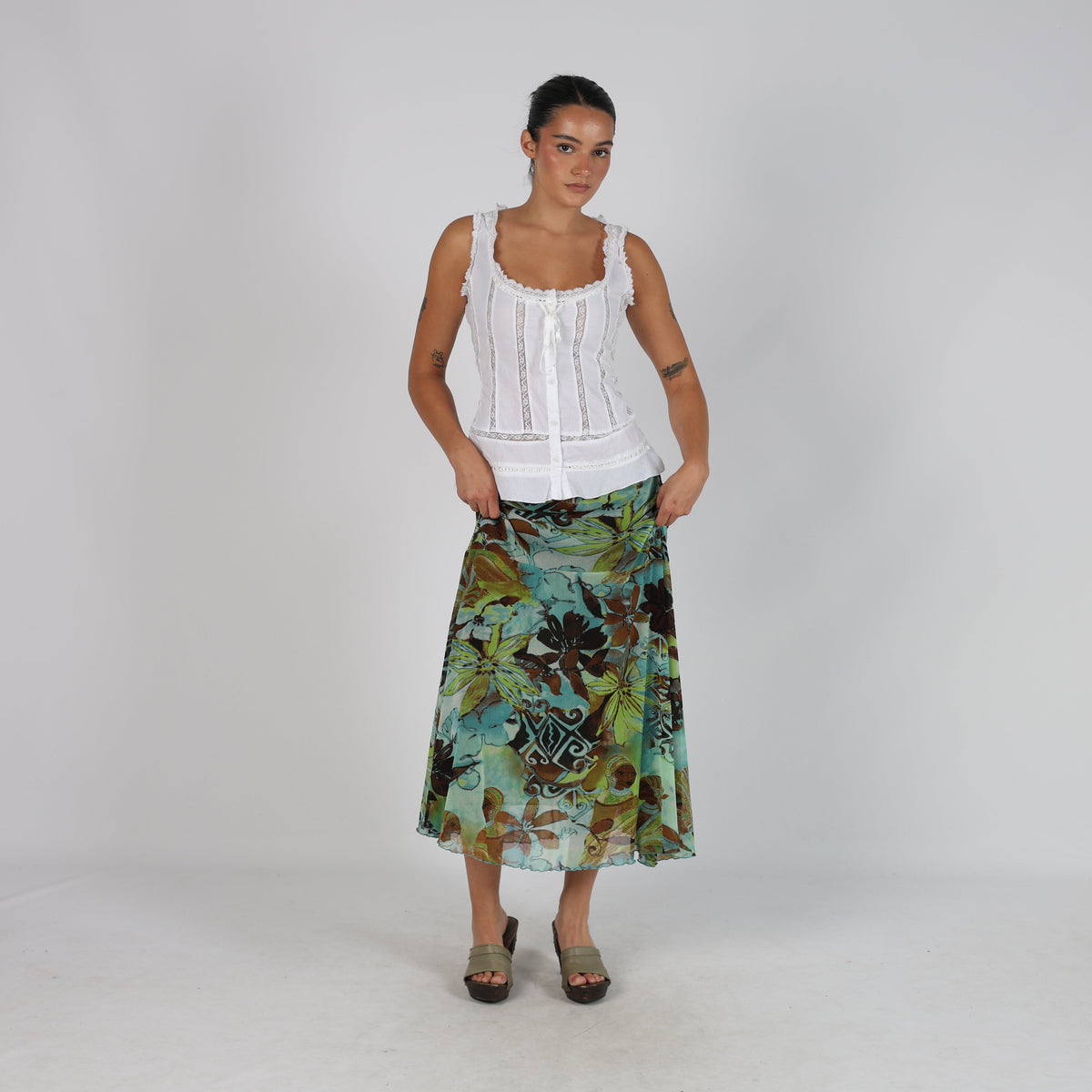 Light Blue Y2K Leonik Woven Maxi Skirt (S)
