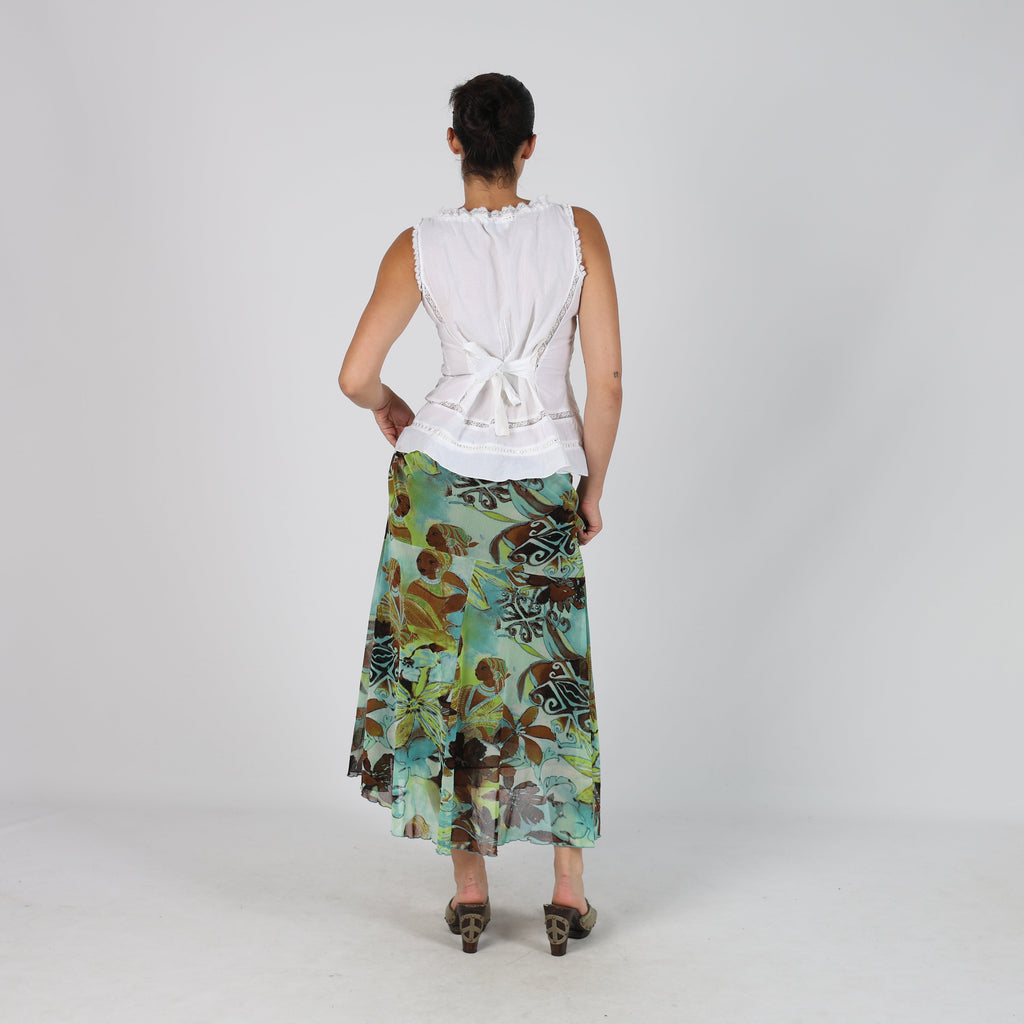 Light Blue Y2K Leonik Woven Maxi Skirt (S)